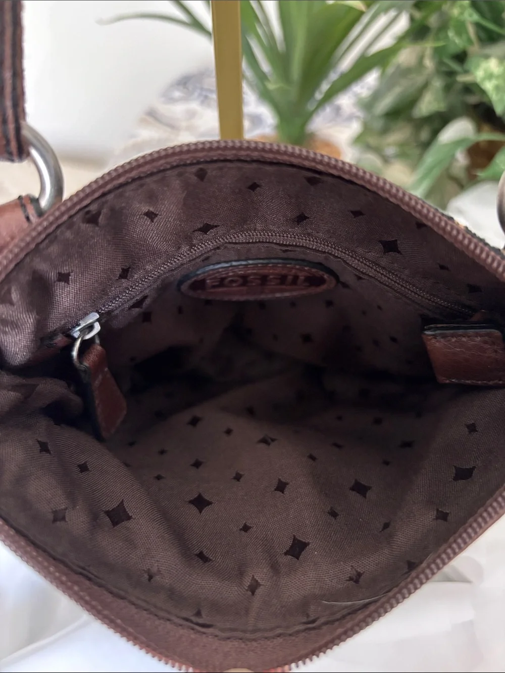 Fossil Maddox Brown & Black Fabric with Leather Trim Crossbody